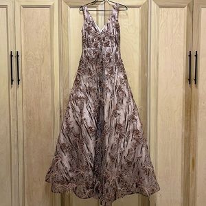 Mexican designer evening gown, never before worn. Unique details and stitching.